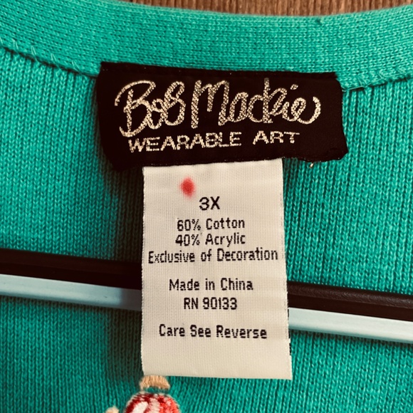 Bob Mackie Womens 3XL Green Embroidered Dream Catcher Button Cardigan Sweater - Picture 4 of 9